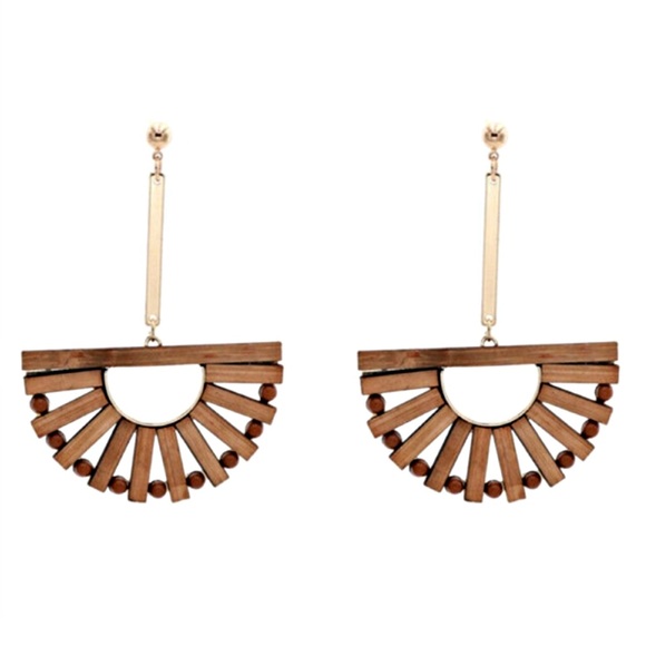 citytoseaside Jewelry - [GAIA] Geometric Bamboo Drop Wooden Earrings NWT